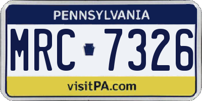 PA license plate MRC7326