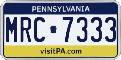 PA license plate MRC7333