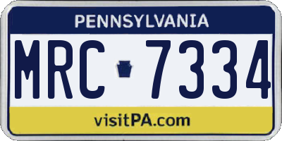 PA license plate MRC7334