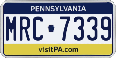 PA license plate MRC7339