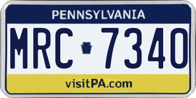PA license plate MRC7340