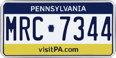 PA license plate MRC7344