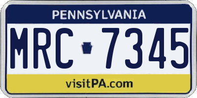 PA license plate MRC7345