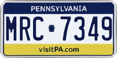 PA license plate MRC7349