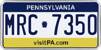 PA license plate MRC7350