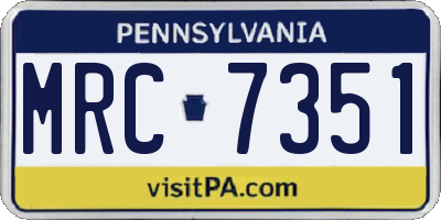 PA license plate MRC7351