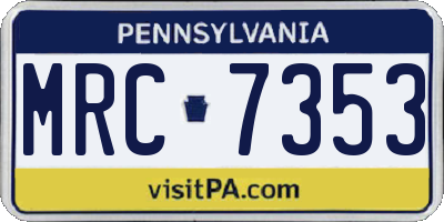 PA license plate MRC7353