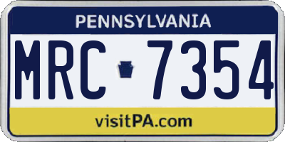 PA license plate MRC7354