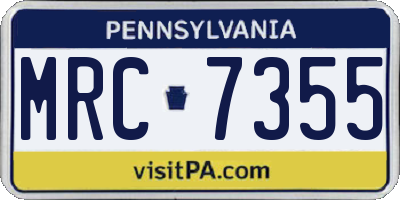 PA license plate MRC7355