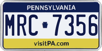 PA license plate MRC7356