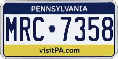 PA license plate MRC7358