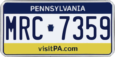 PA license plate MRC7359
