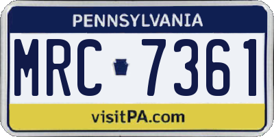 PA license plate MRC7361