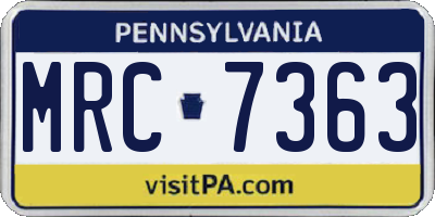 PA license plate MRC7363