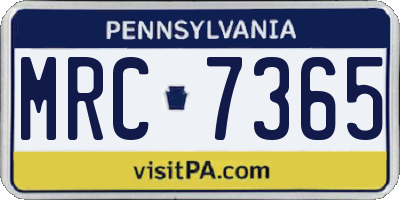 PA license plate MRC7365
