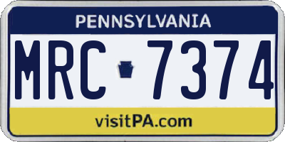 PA license plate MRC7374