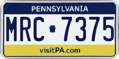 PA license plate MRC7375