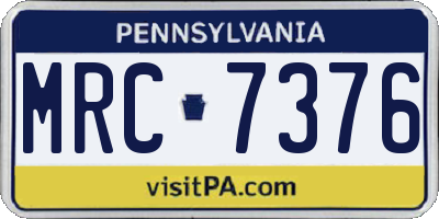 PA license plate MRC7376