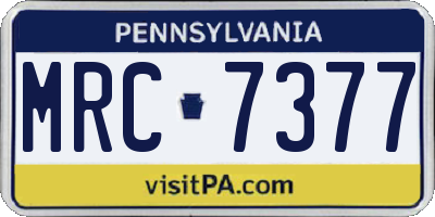 PA license plate MRC7377