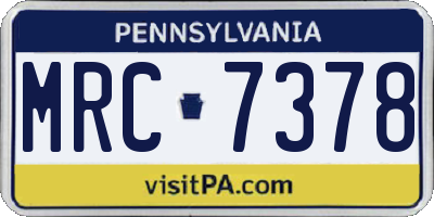 PA license plate MRC7378