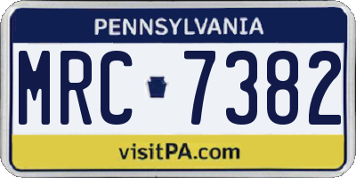 PA license plate MRC7382