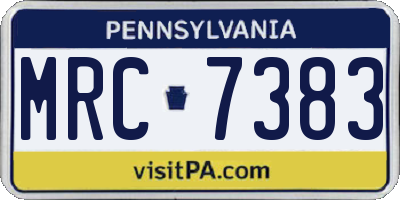 PA license plate MRC7383