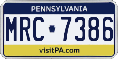 PA license plate MRC7386