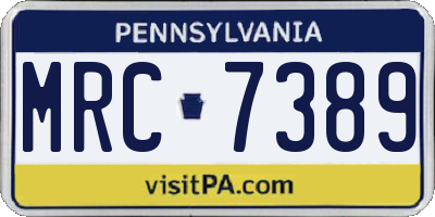 PA license plate MRC7389