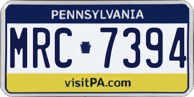 PA license plate MRC7394