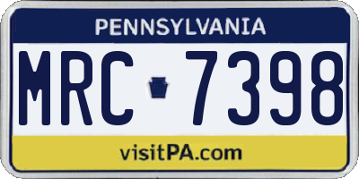 PA license plate MRC7398