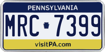 PA license plate MRC7399