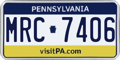 PA license plate MRC7406