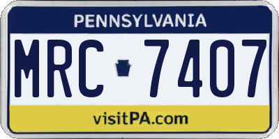PA license plate MRC7407