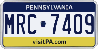 PA license plate MRC7409