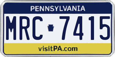 PA license plate MRC7415