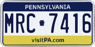PA license plate MRC7416