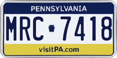 PA license plate MRC7418