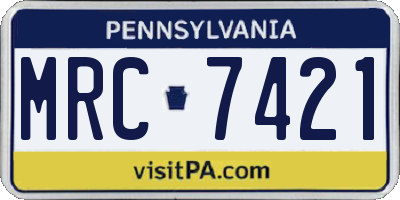 PA license plate MRC7421