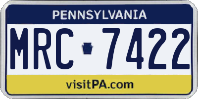 PA license plate MRC7422