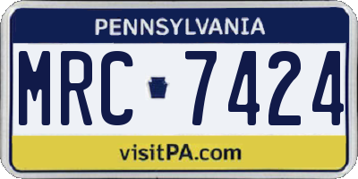 PA license plate MRC7424