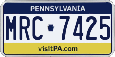 PA license plate MRC7425