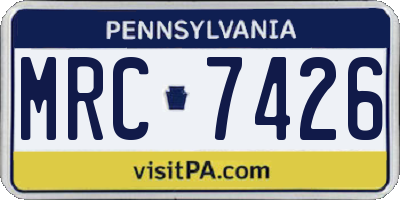 PA license plate MRC7426