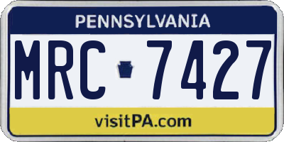 PA license plate MRC7427