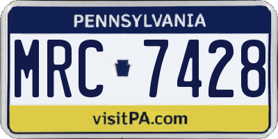 PA license plate MRC7428