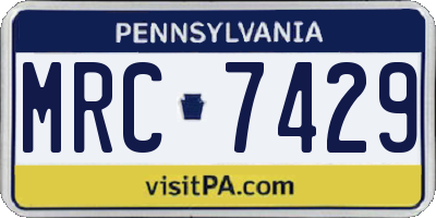 PA license plate MRC7429