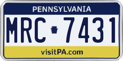 PA license plate MRC7431