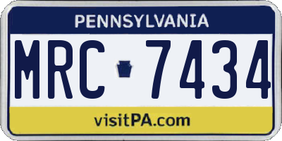 PA license plate MRC7434