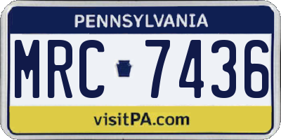 PA license plate MRC7436