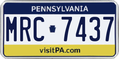 PA license plate MRC7437