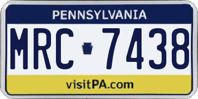 PA license plate MRC7438